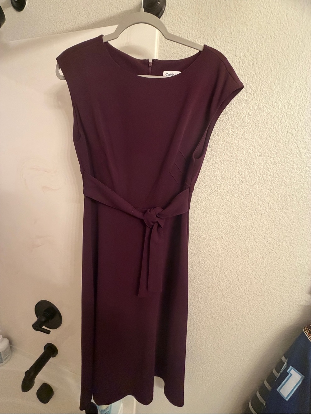 Calvin Klein Plum Tie-Waist Sheath Dress